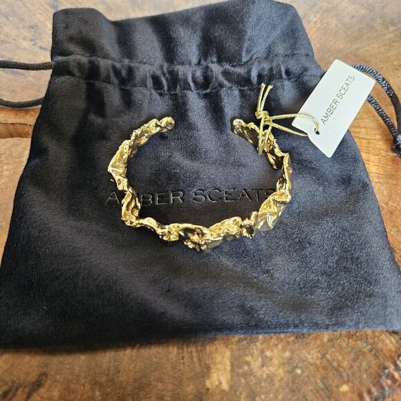 Amber Sceats Emery Cuff Bracelet – 24k Gold Plated Adjustable Made in Italy NWT - Picture 12 of 16